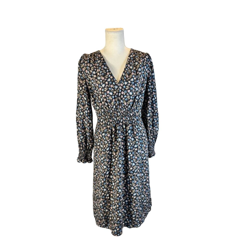 Rebecca Taylor Zelma Floral Silk Midi Dress Women’s 4 Black Cottagecore Prarie - Picture 15 of 16